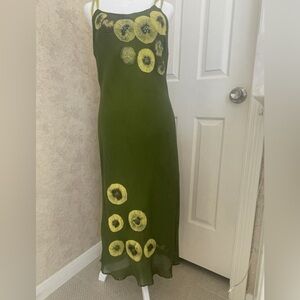 Yoana Baraschi Olive Silk Maxi Dress